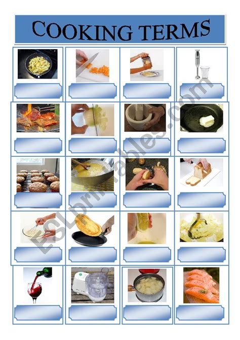 basic cooking terms worksheet pdf